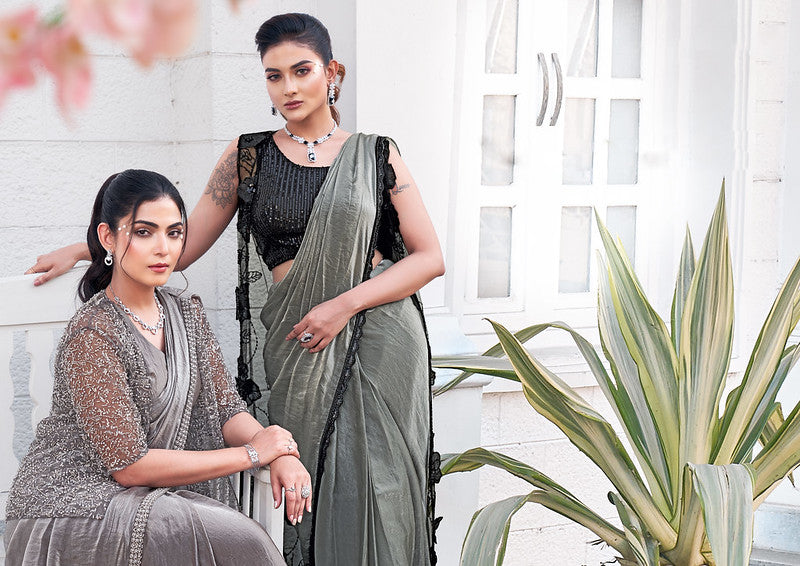 Grey Ombre Saree