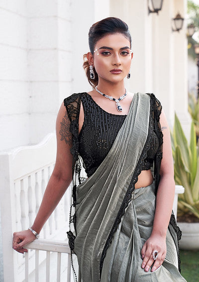 Dusty Grey Saree