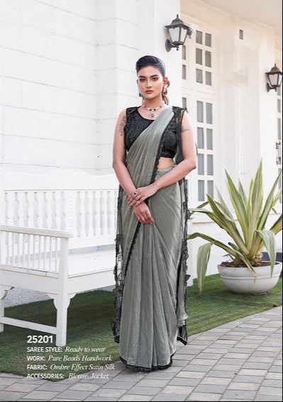 Dusty Grey Saree
