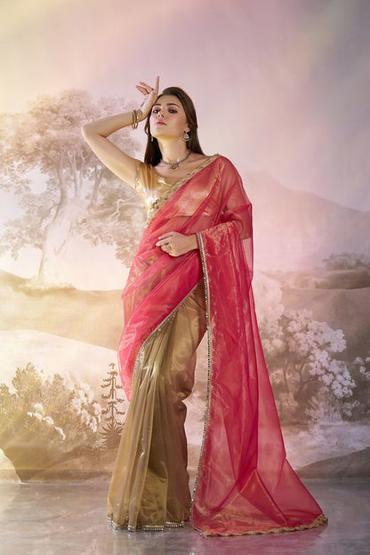 Rust Pink Designer Saree