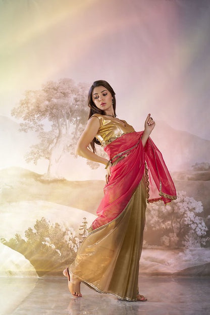 Rust Pink Designer Saree