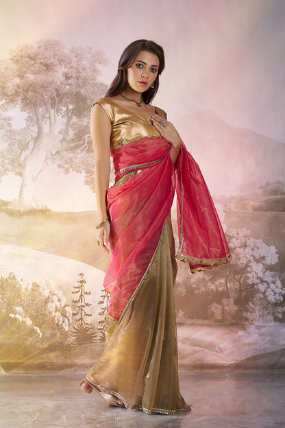 Rust Pink Designer Saree