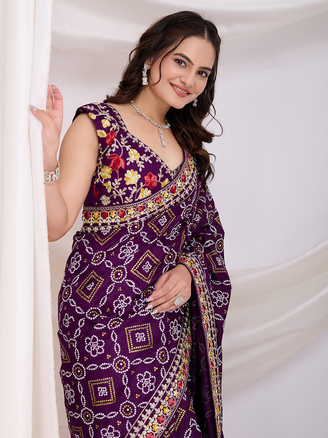 Purple Bandhani Saree