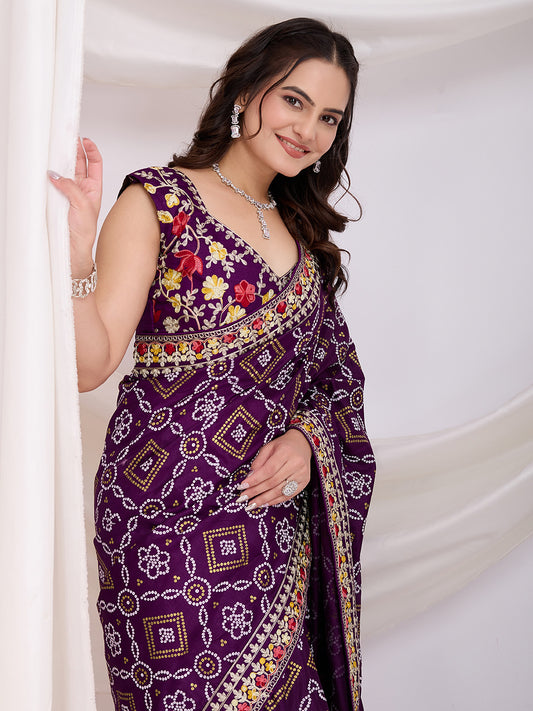 Purple Bandhani Saree