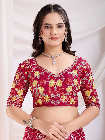 Red Bandhani Saree