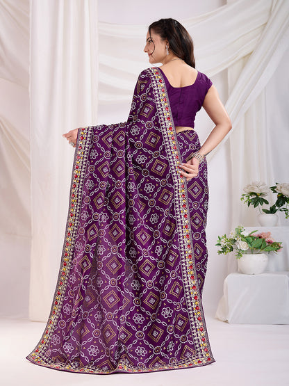 Purple Bandhani Saree