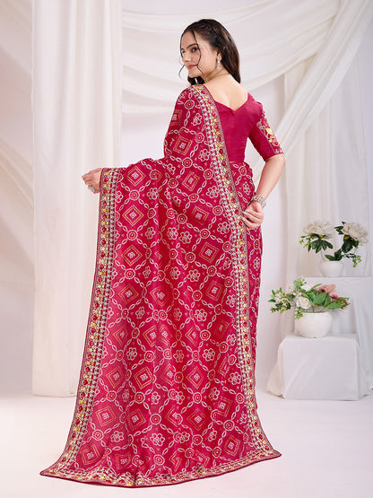 Red Bandhani Saree