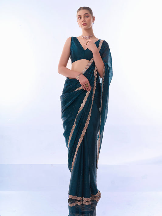 Teal Chiffon Silk
