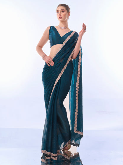 Teal Chiffon Silk