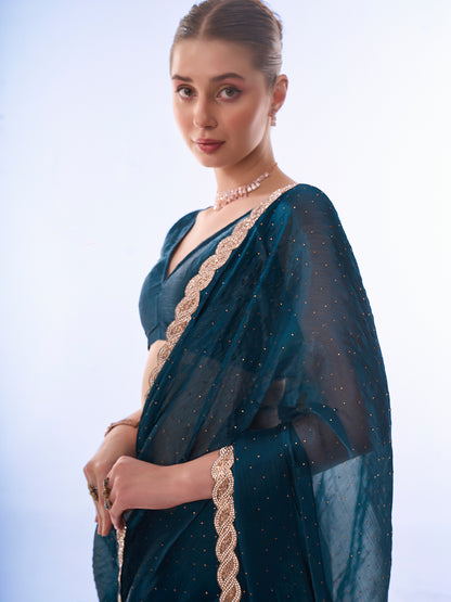 Teal Chiffon Silk