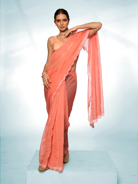 Peach Organza Silk
