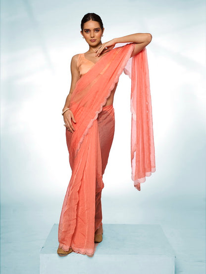 Peach Organza Silk