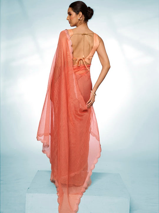 Peach Organza Silk